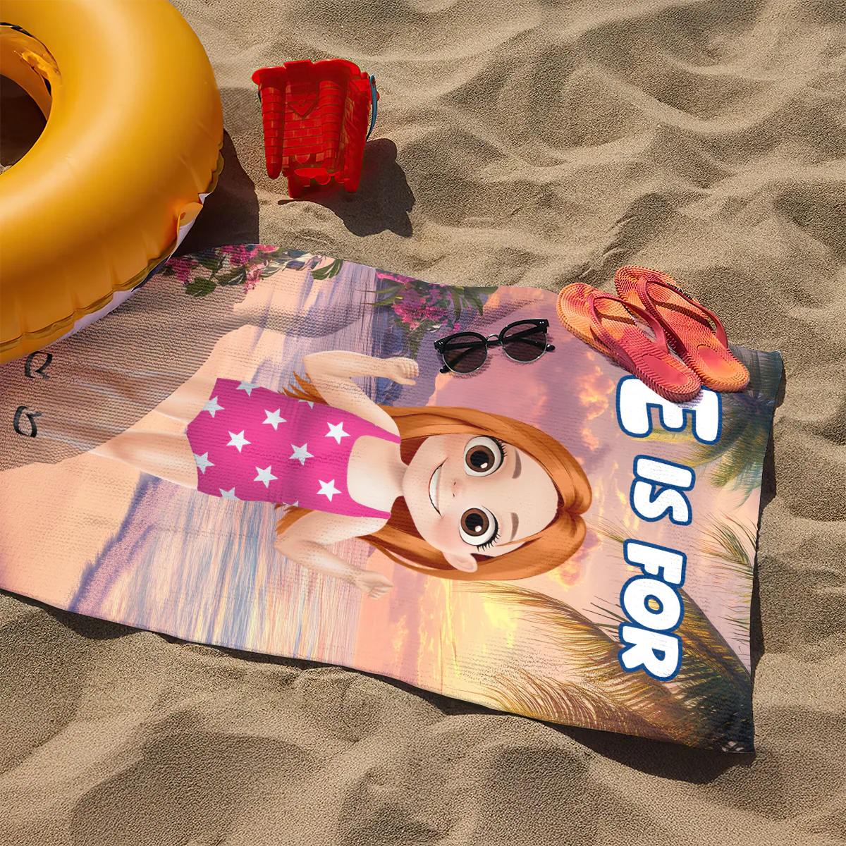 Kid Custom Initials - Personalized Beach Towel - Image 5