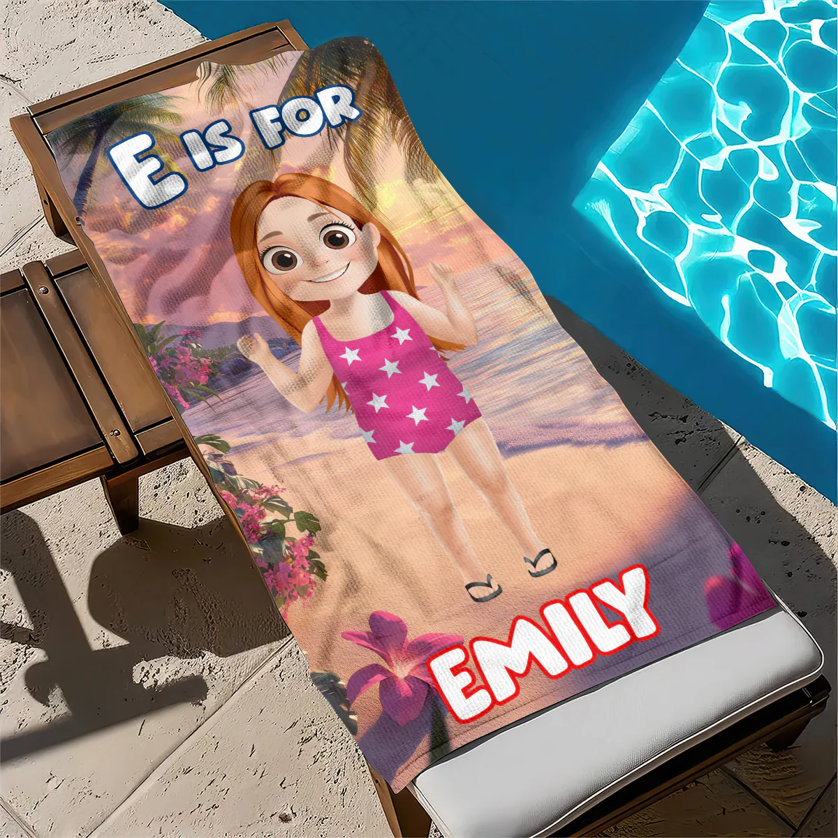 Kid Custom Initials - Personalized Beach Towel - Image 6