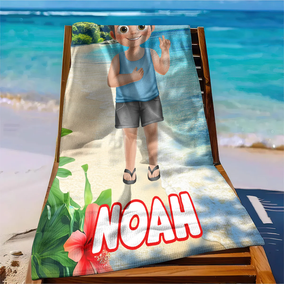 Kid Custom Initials - Personalized Beach Towel - Image 8