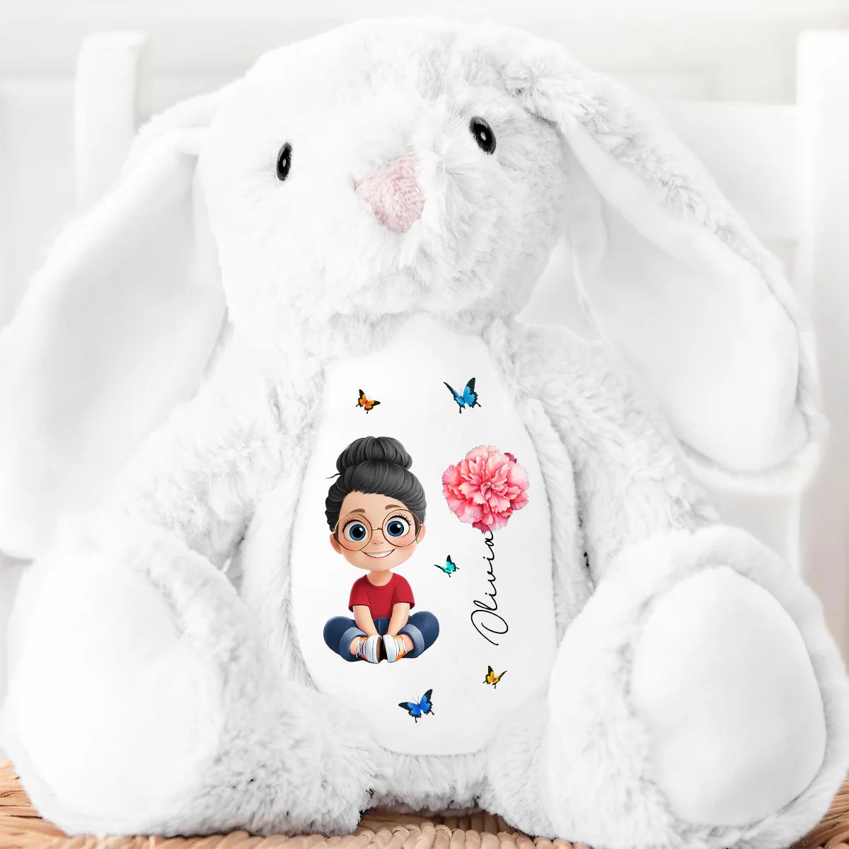 Kid's Birth Month Flower - Personalized Stuffed Bunny