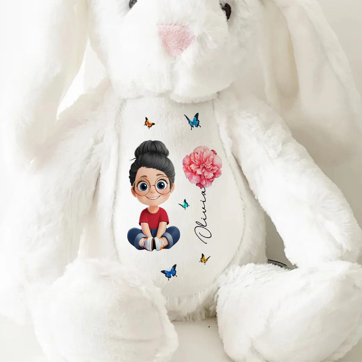 Kid's Birth Month Flower - Personalized Stuffed Bunny - Image 9