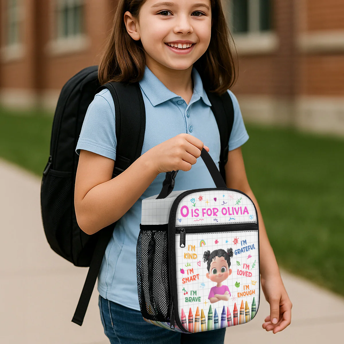 Kid's Name And Affirmations - Personalized Lunch Bag - Image 5