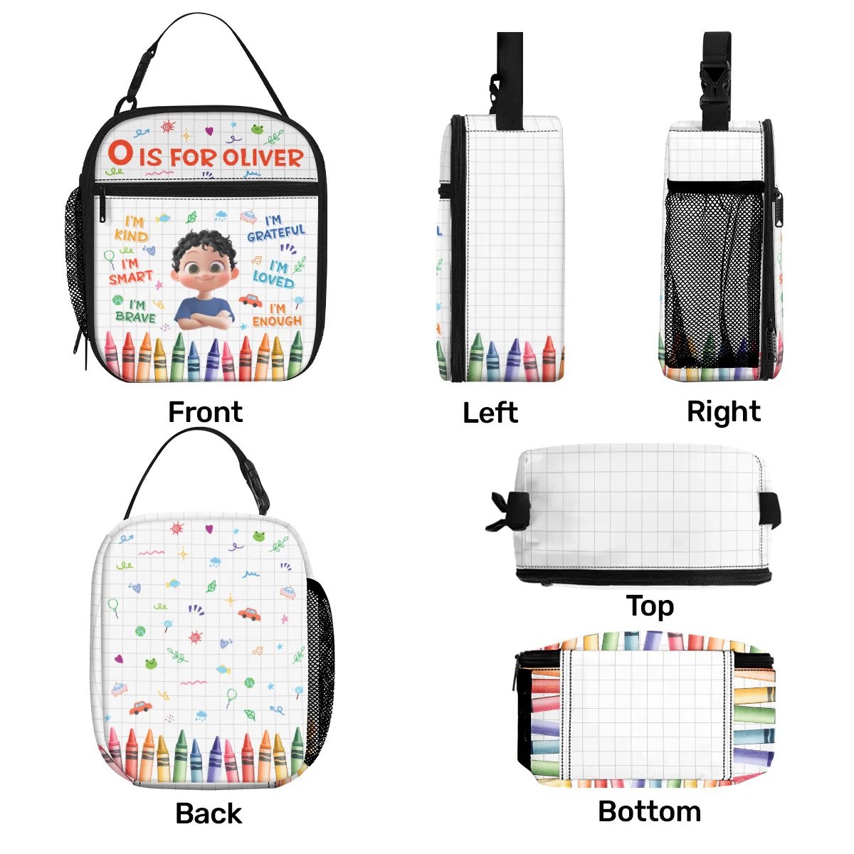 Kid's Name And Affirmations - Personalized Lunch Bag - Image 7