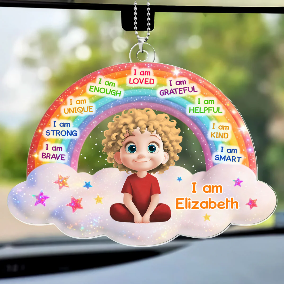 Kids Confidence Rainbow - Personalized Car Acrylic Hanging Ornament