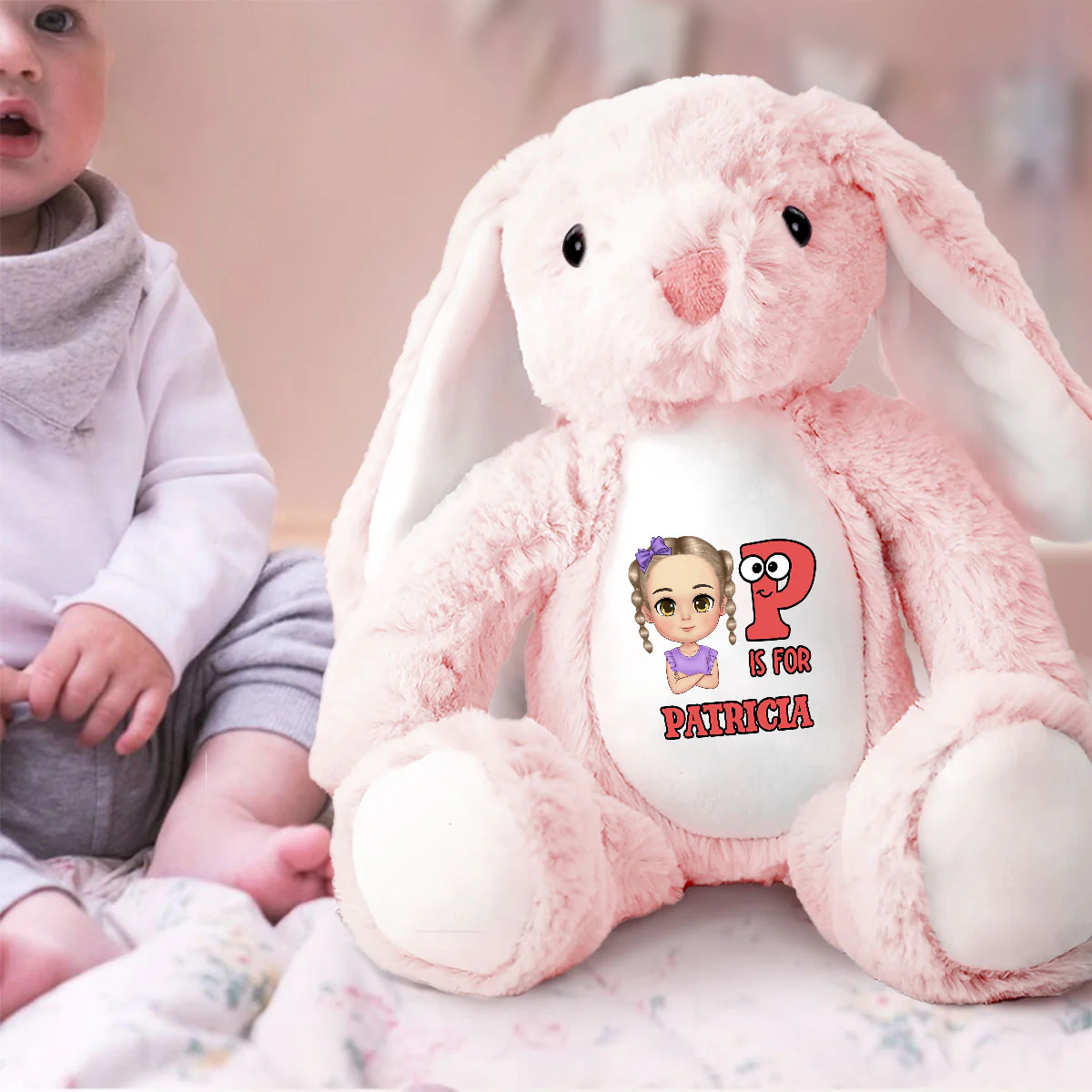 Kid's Name - Personalized Stuffed Bunny - Image 2