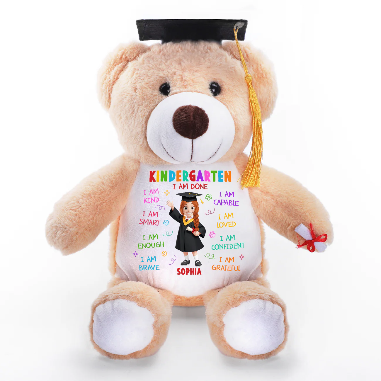 Kindergarten I Am Done - Personalized Graduation Teddy Bear