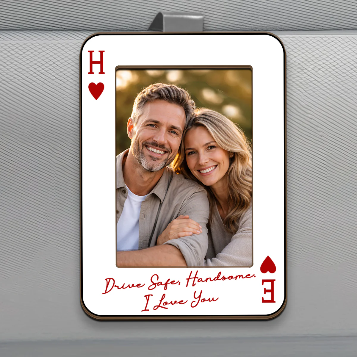King & Queen Couple Custom Photo - Personalized Car Visor Clip