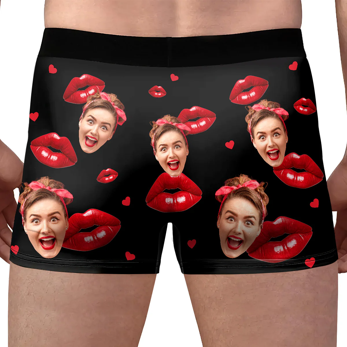 Kiss Lip Property of Wife - Personalized Men's Boxer Briefs - Image 2