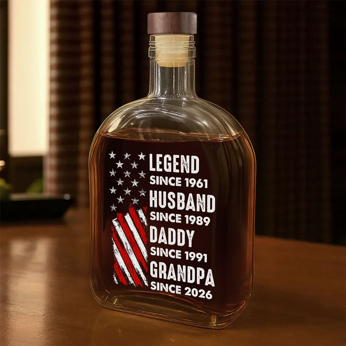 Legend, Husband, Dad And Grandpa - Personalized Whiskey Bottle - Image 5