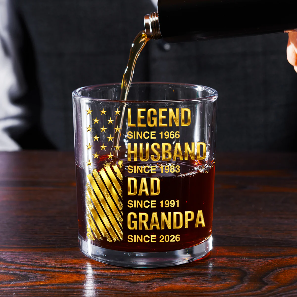 Legend Husband Dad Grandpa - Personalized Round Whiskey Glass - Image 2