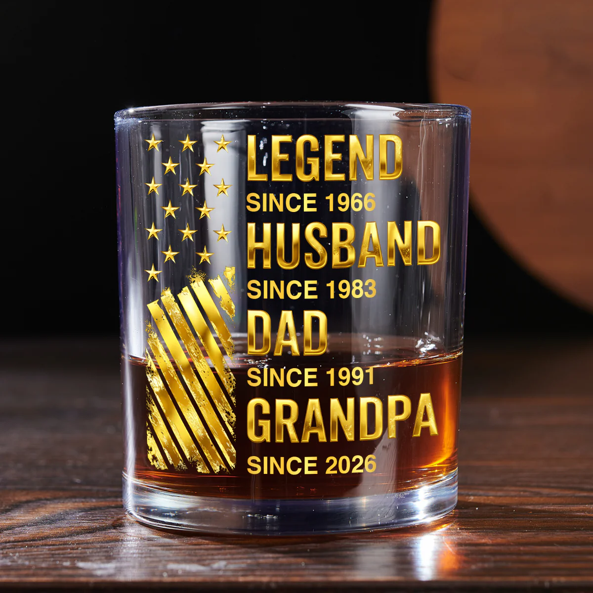 Legend Husband Dad Grandpa - Personalized Round Whiskey Glass - Image 5