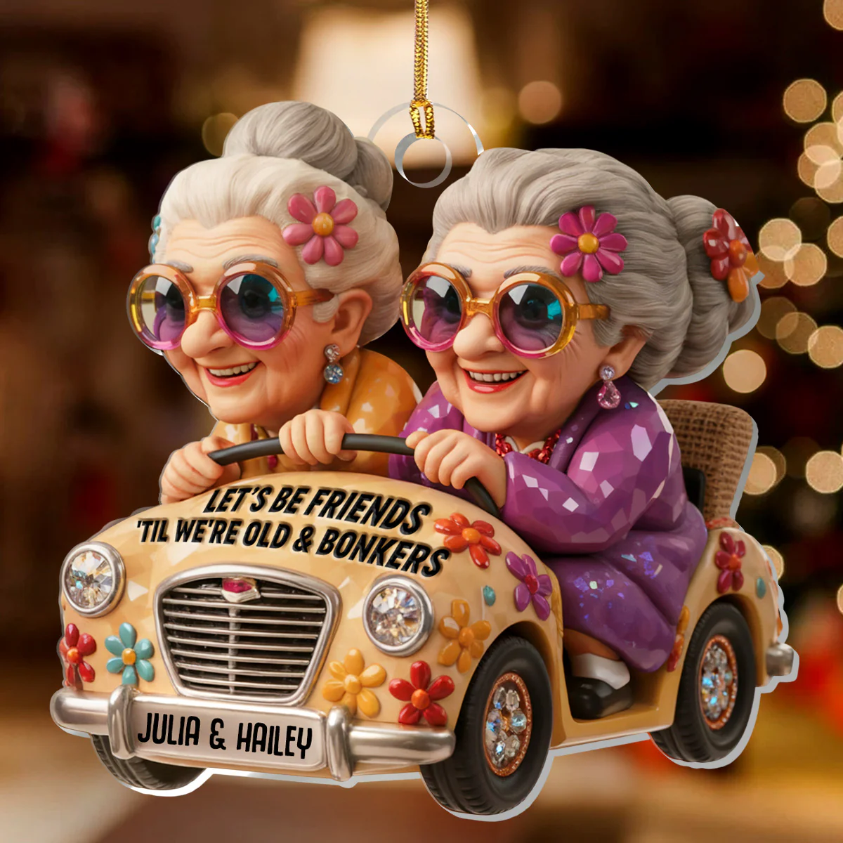 Let's Be Friends 'Til We're Old And Bonkers - Personalized 1-Layer Acrylic Ornament - Image 3