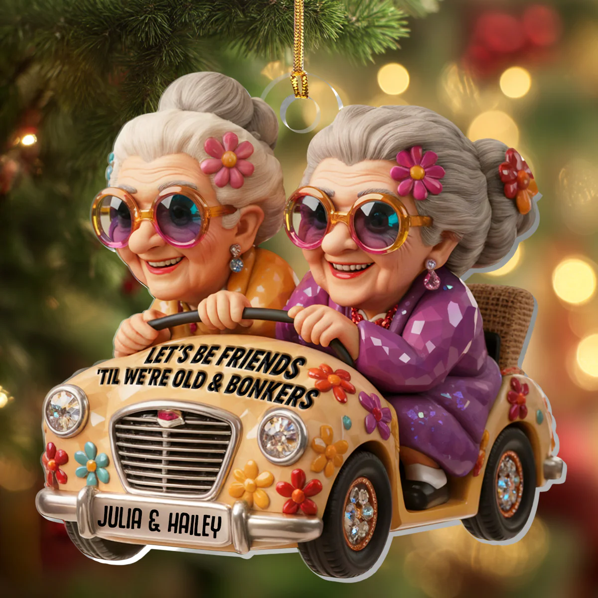 Let's Be Friends 'Til We're Old And Bonkers - Personalized 1-Layer Acrylic Ornament - Image 5