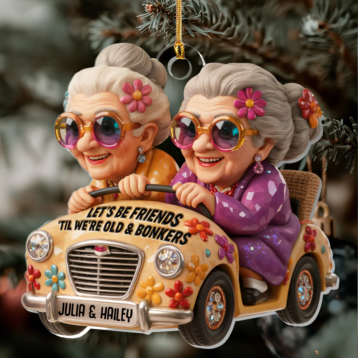 Let's Be Friends 'Til We're Old And Bonkers - Personalized 1-Layer Acrylic Ornament - Image 6