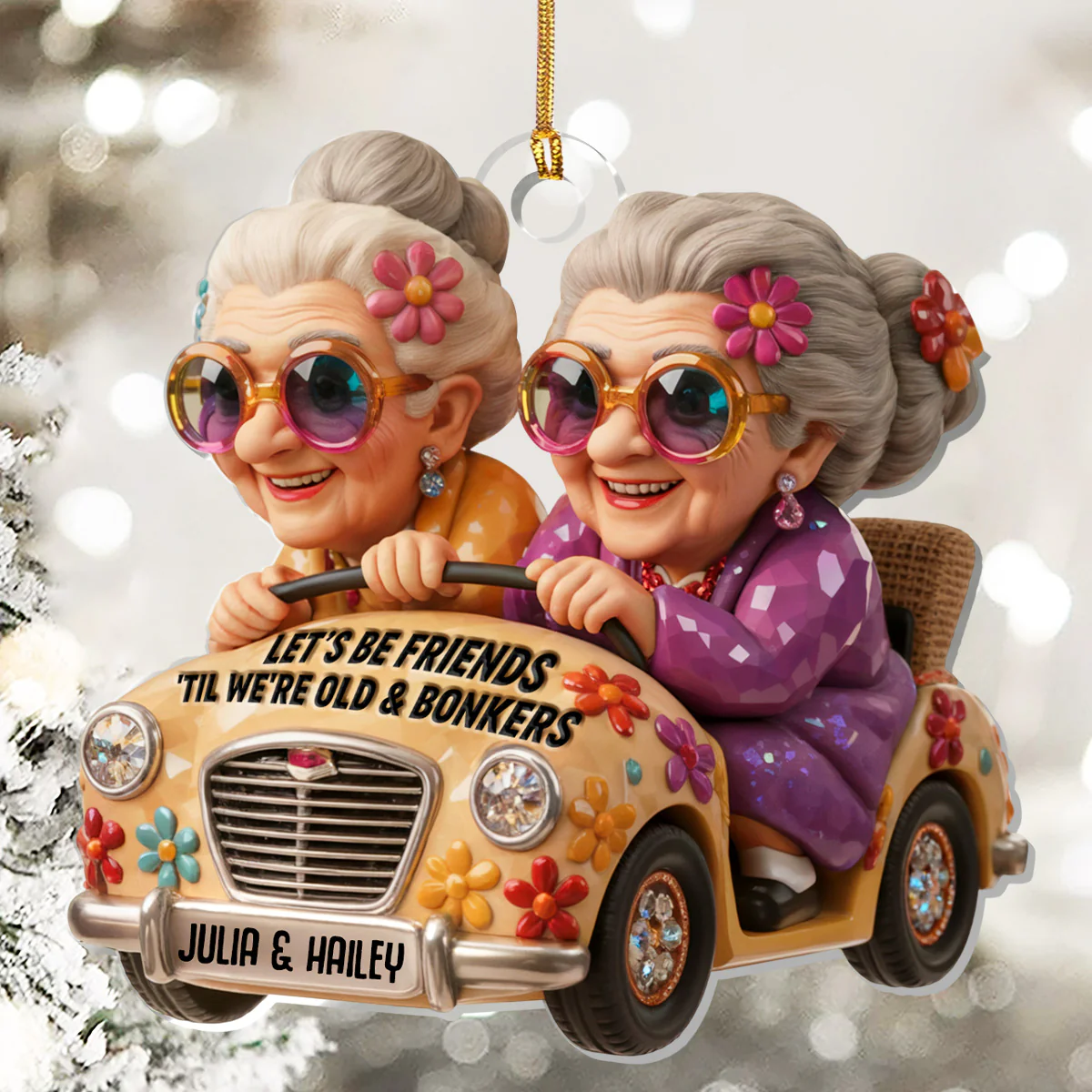 Let's Be Friends 'Til We're Old And Bonkers - Personalized 1-Layer Acrylic Ornament - Image 7