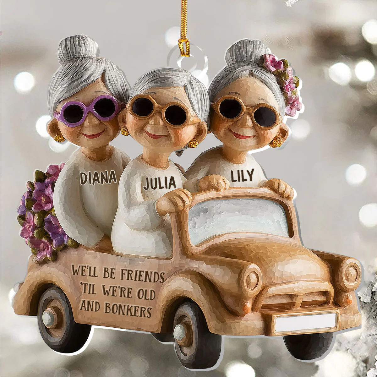 Let's Be Friends 'Til We're Old And Bonkers - Personalized 1-Layer Acrylic Ornament - Image 5