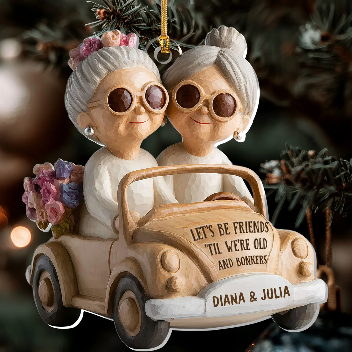 Let's Be Friends 'Til We're Old And Bonkers - Personalized 1-Layer Acrylic Ornament - Image 6