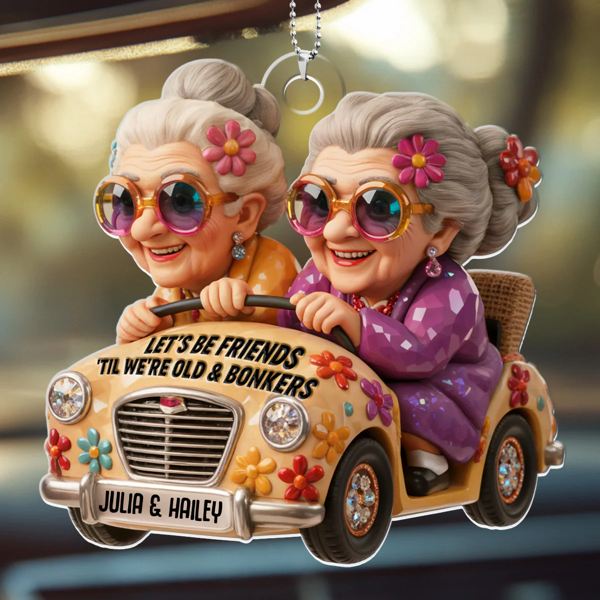 Let's Be Friends 'Til We're Old And Bonkers - Personalized Car Acrylic Hanging Ornament - Image 3
