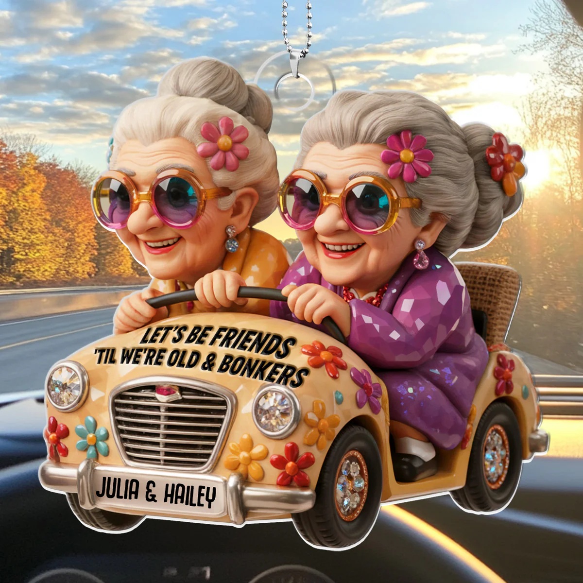 Let's Be Friends 'Til We're Old And Bonkers - Personalized Car Acrylic Hanging Ornament - Image 4