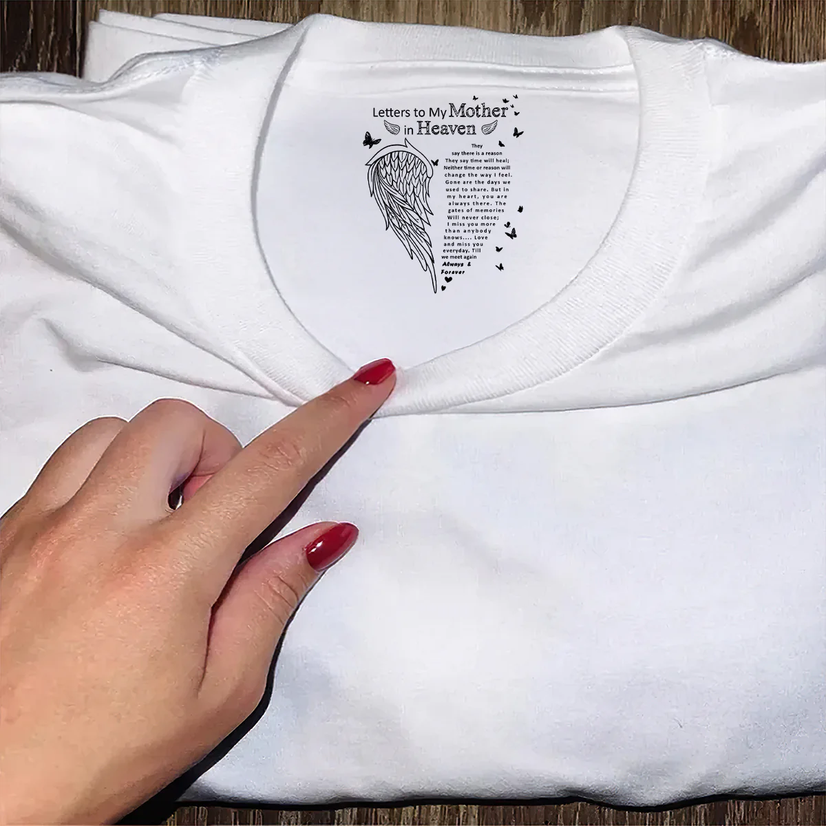 Letters To My Mother In Heaven - Personalized Shirt With Design Inner Neck - Image 5