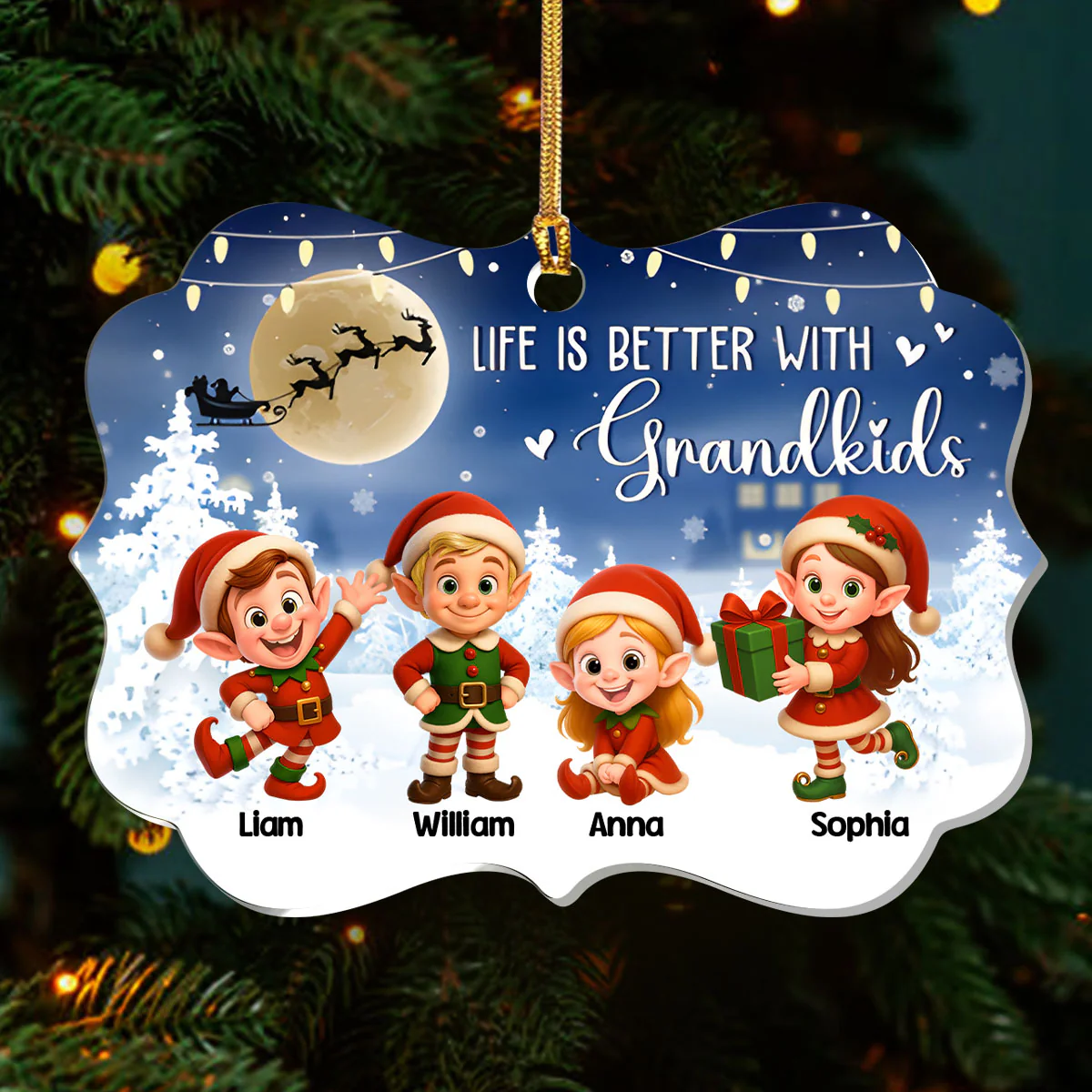 Life Is Better With Grandkids - Personalized 1-Layer Acrylic Ornament - Image 3