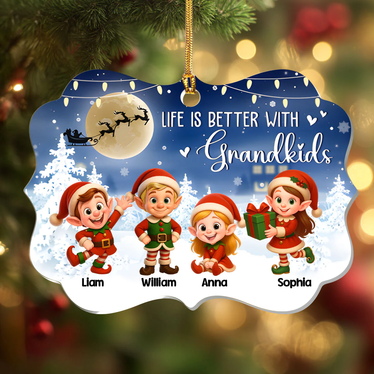 Life Is Better With Grandkids - Personalized 1-Layer Acrylic Ornament - Image 4