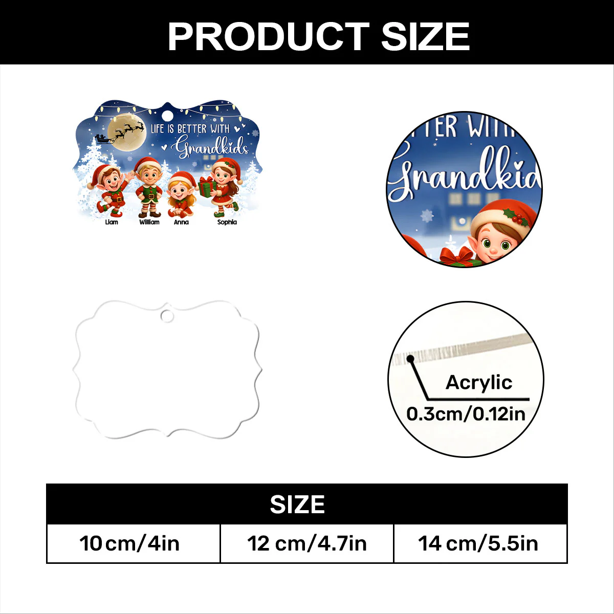 Life Is Better With Grandkids - Personalized 1-Layer Acrylic Ornament - Image 7