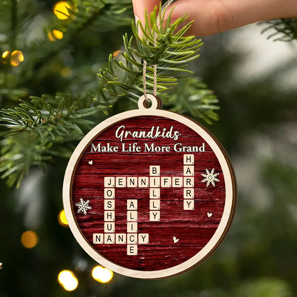 Life Is Better With Grandkids - Personalized 2-Layered Wooden Ornament - Image 2