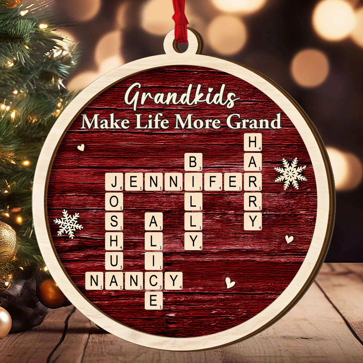Life Is Better With Grandkids - Personalized 2-Layered Wooden Ornament - Image 3