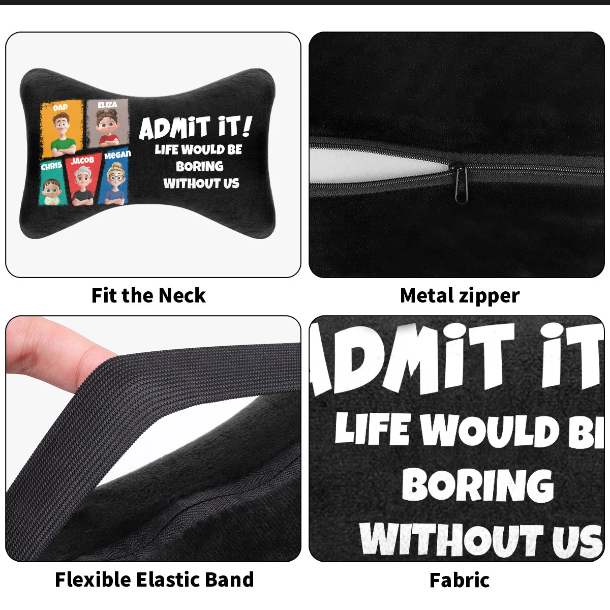 Life Would Be Boring Without Us - Personalized Car Headrest Pillow - Image 4