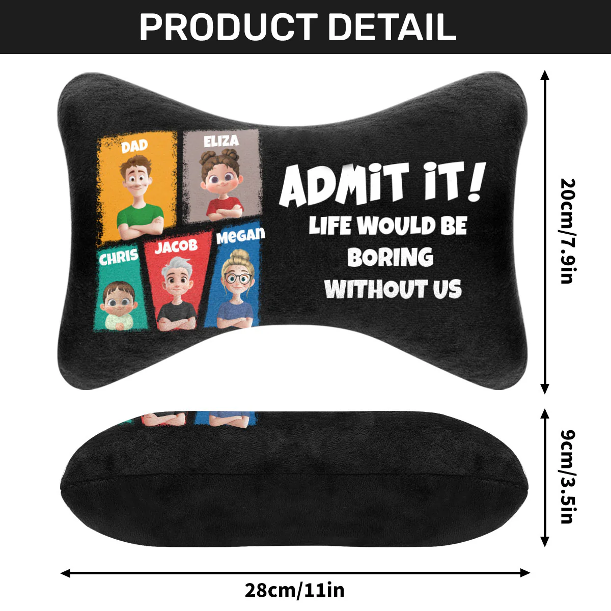 Life Would Be Boring Without Us - Personalized Car Headrest Pillow - Image 5
