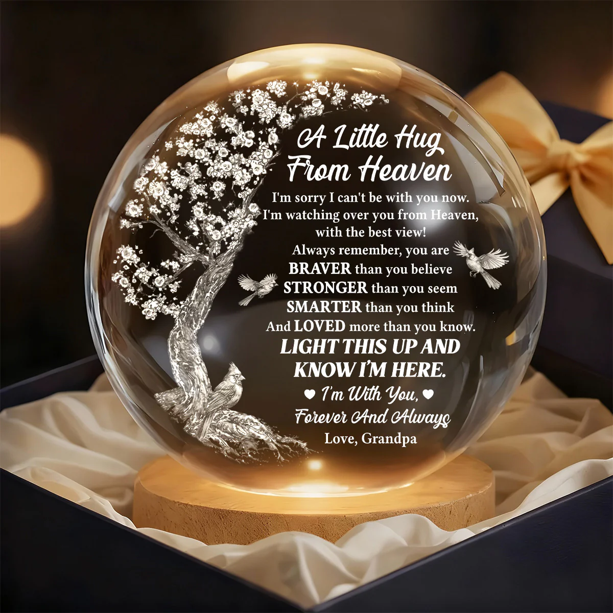 Light This Up And Know I'm Here - Personalized Crystal Ball Night Light - Image 7