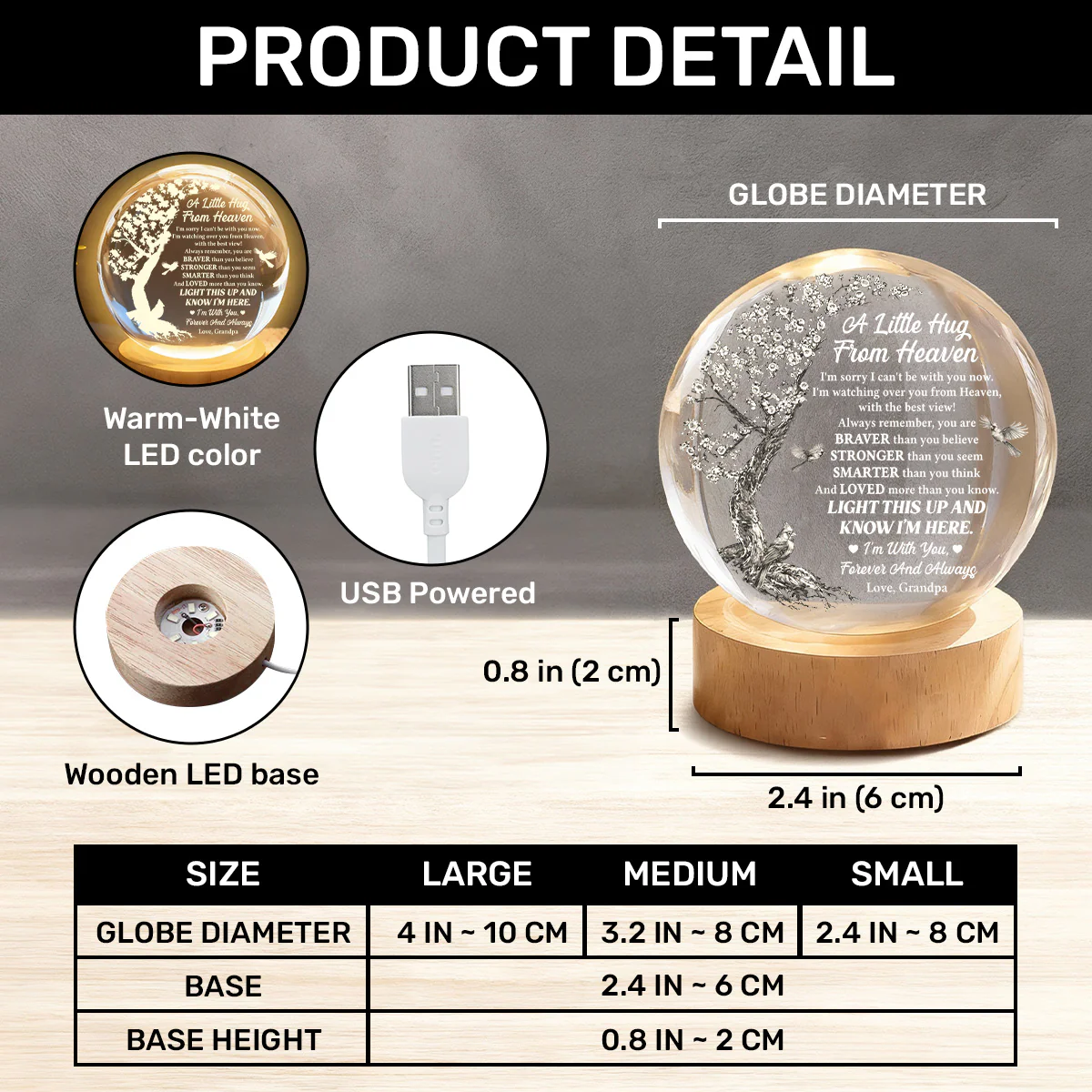 Light This Up And Know I'm Here - Personalized Crystal Ball Night Light - Image 9