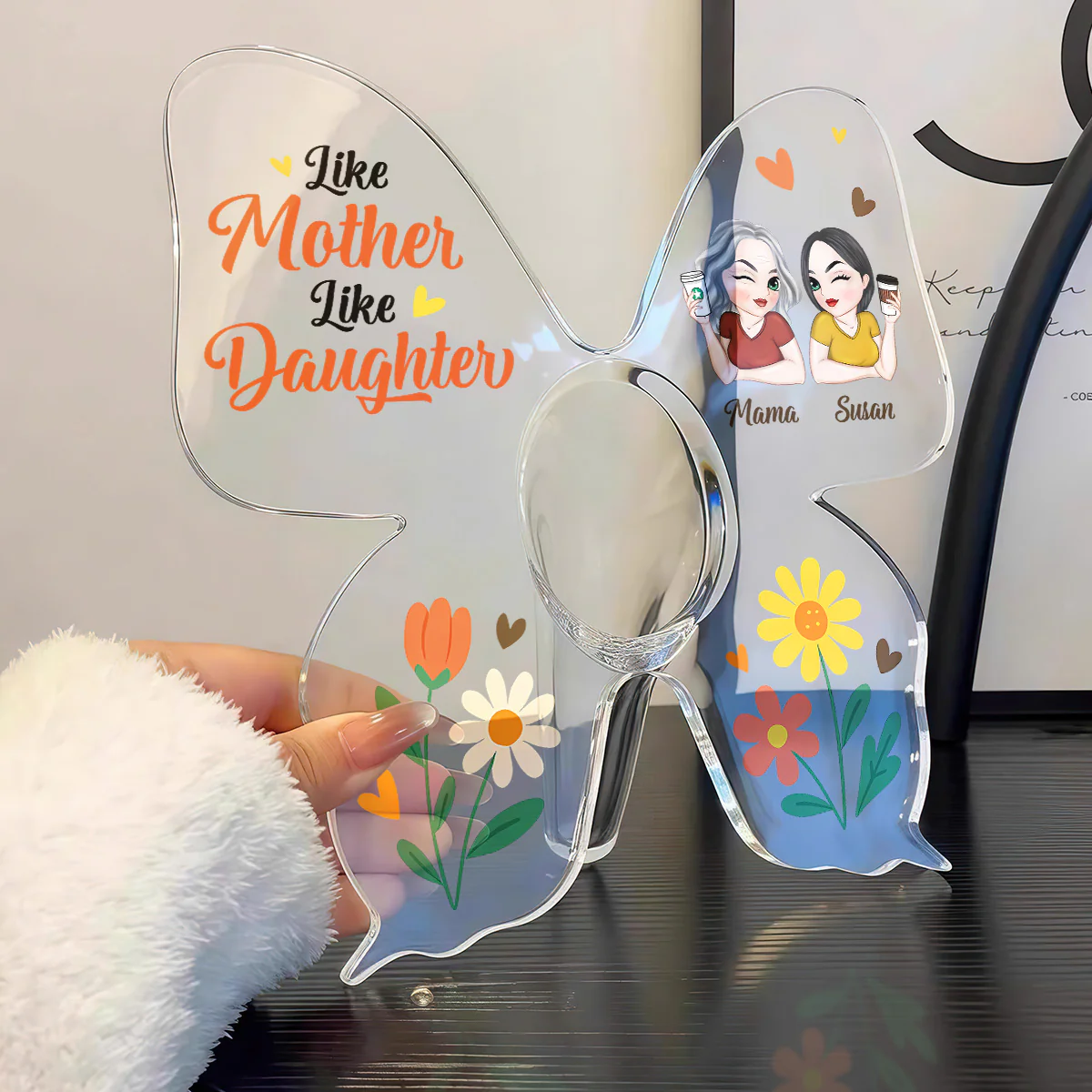 Like Mother Like Daughter - Personalized Butterfly Acrylic Vase - Image 3