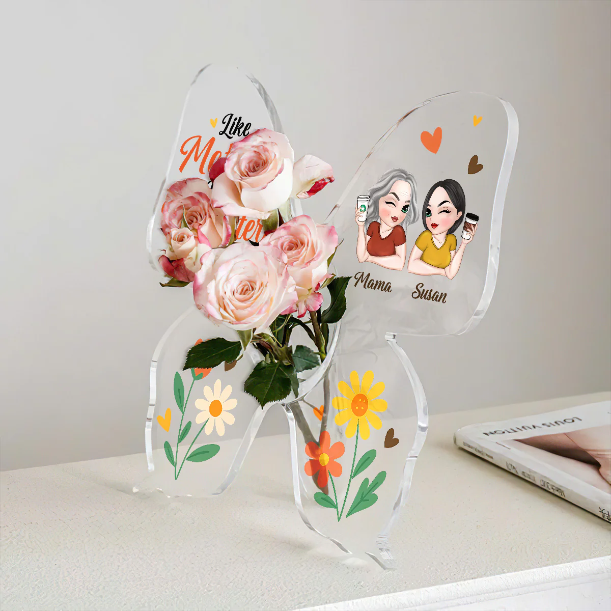 Like Mother Like Daughter - Personalized Butterfly Acrylic Vase - Image 4
