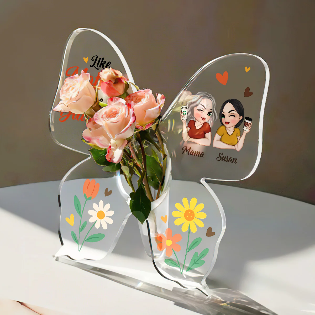 Like Mother Like Daughter - Personalized Butterfly Acrylic Vase - Image 5