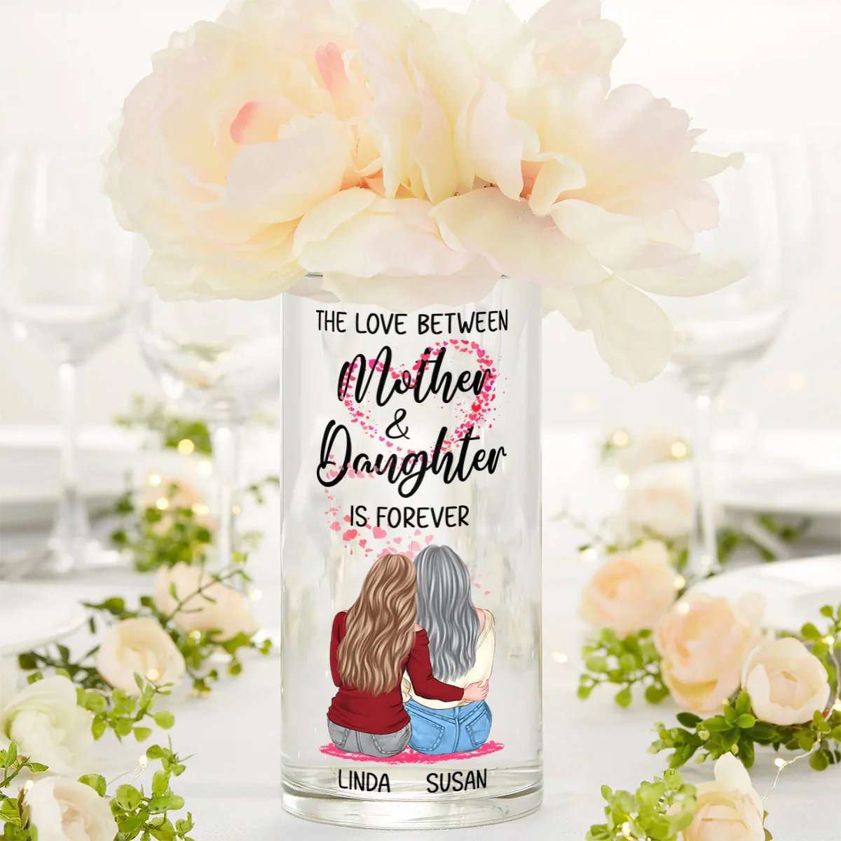 Linked By Love, Forever And Always - Personalized Glass Vase - Image 4