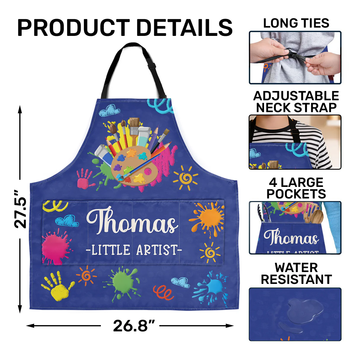 Little Artist - Personalized Kid Apron With Pocket - Image 5