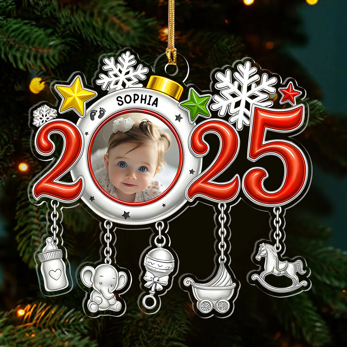 Little Baby Christmas 2025 - Personalized 1-Layer Acrylic Ornament - Image 3