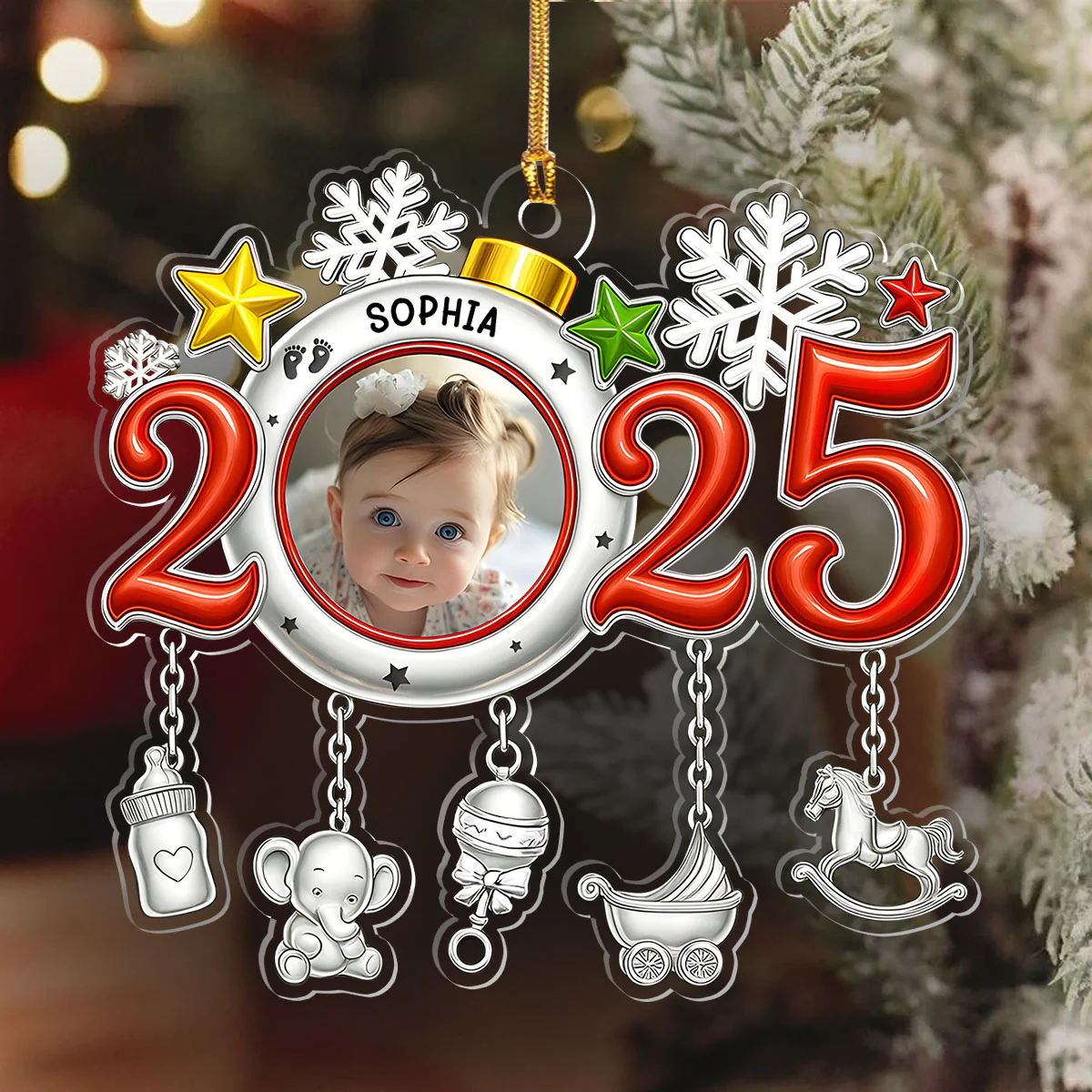 Little Baby Christmas 2025 - Personalized 1-Layer Acrylic Ornament - Image 6