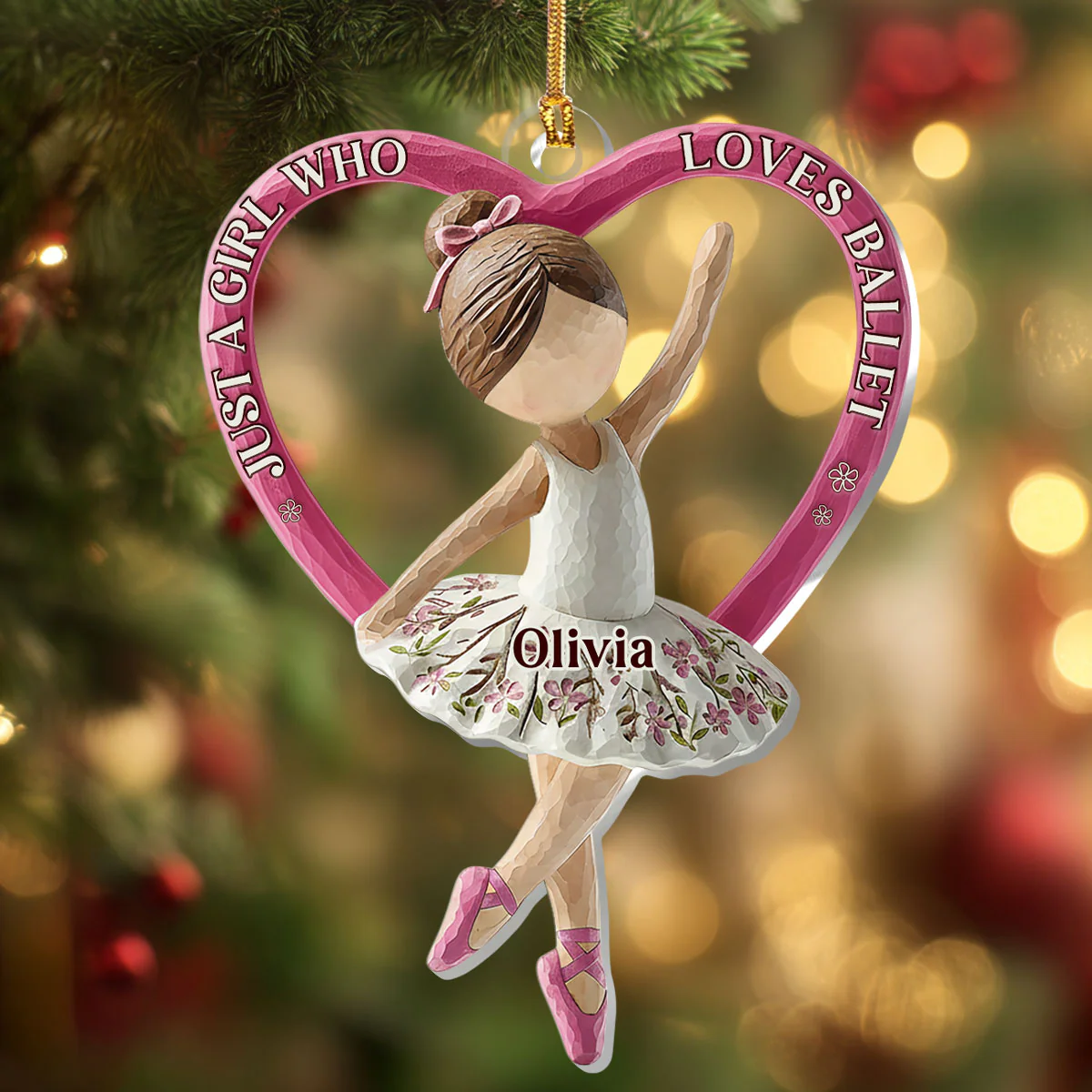 Little Ballerina’s Grace - Personalized 1-Layer Acrylic Ornament - Image 4