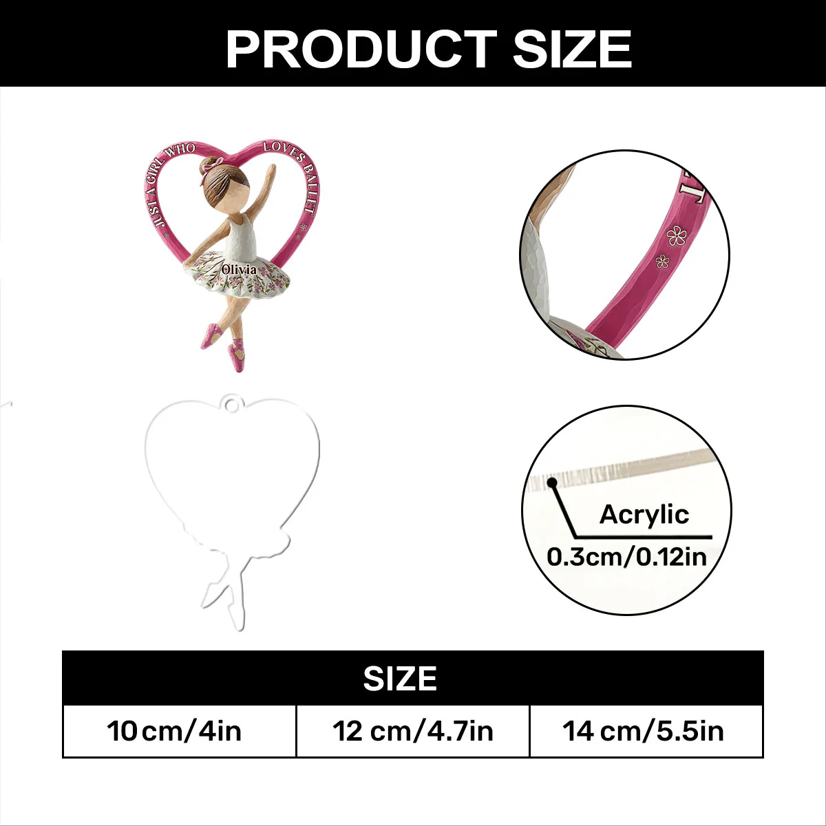 Little Ballerina’s Grace - Personalized 1-Layer Acrylic Ornament - Image 7