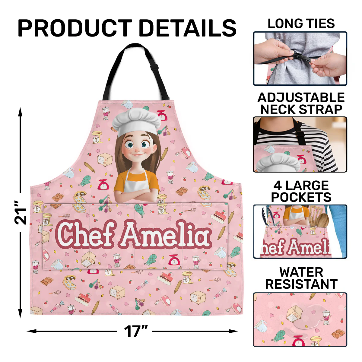 Little Chef - Personalized Kid Apron With Pocket - Image 4