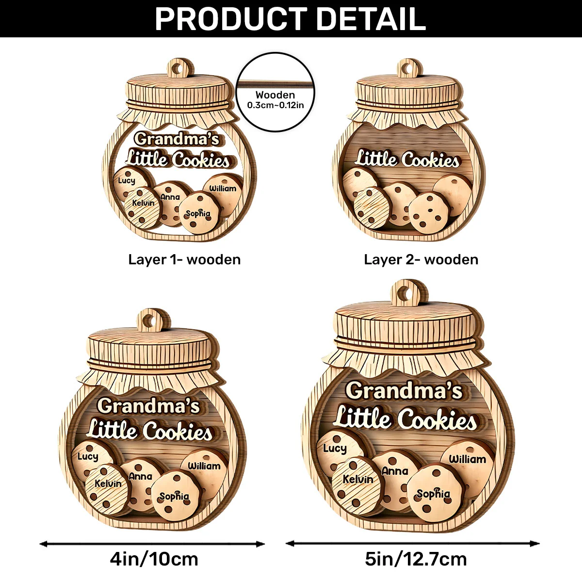 Little Cookies - Personalized 2-Layered Wooden Ornament - Image 6
