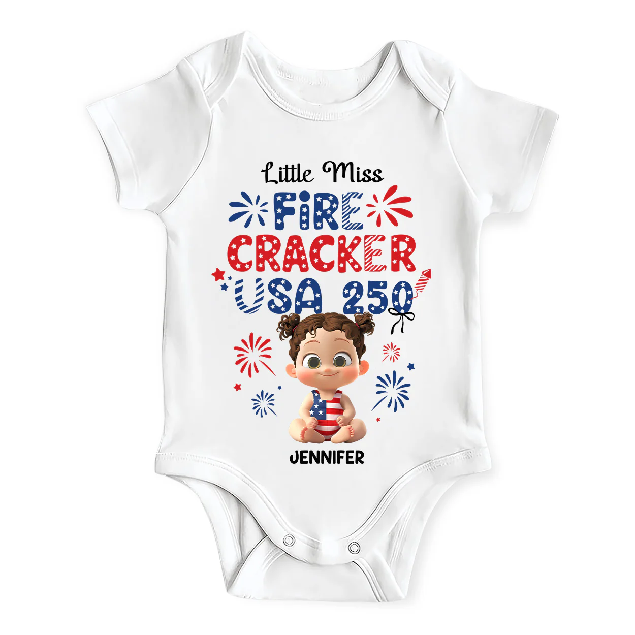 Little Firecracker USA 250 Anniversary - Personalized Baby Onesie