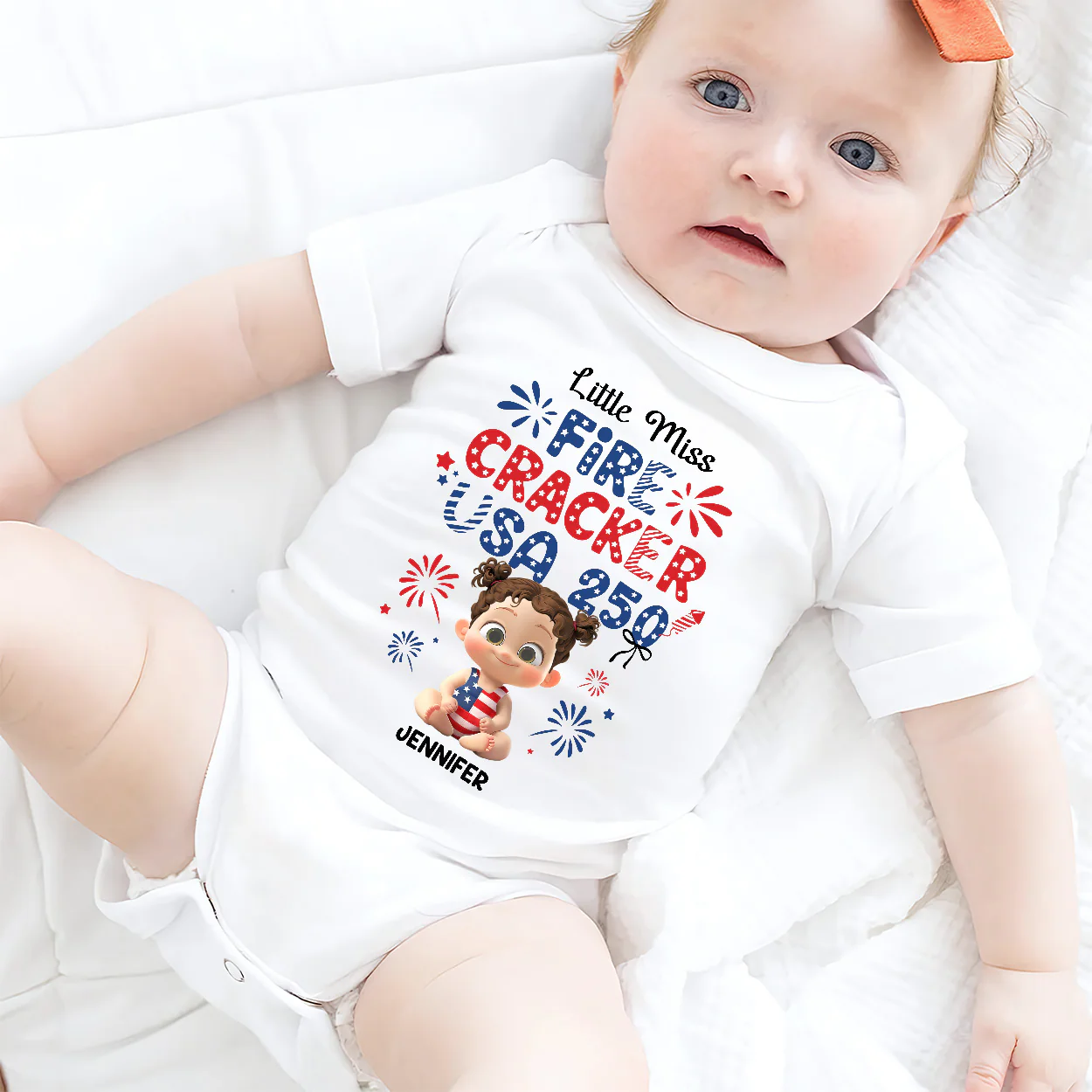 Little Firecracker USA 250 Anniversary - Personalized Baby Onesie - Image 2
