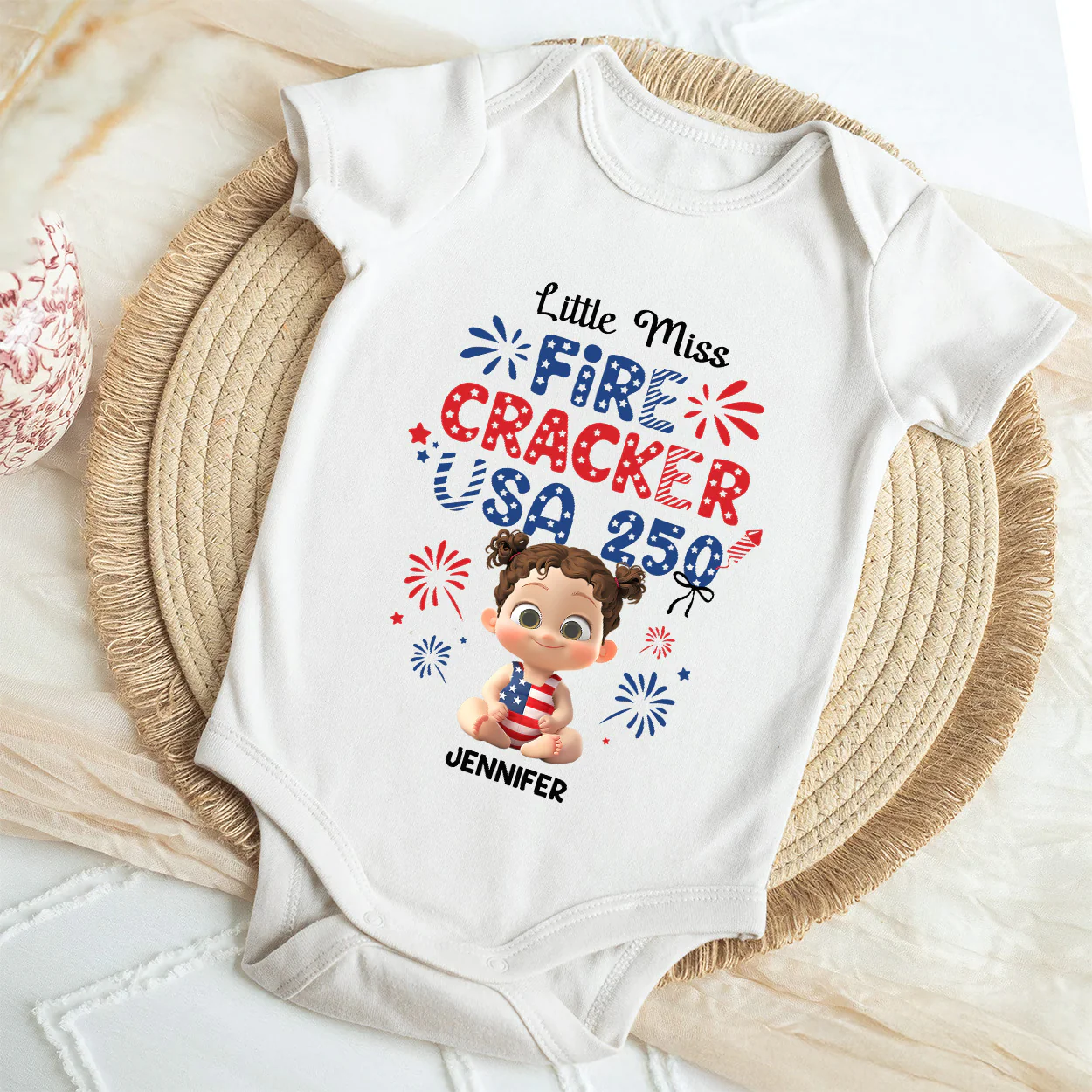 Little Firecracker USA 250 Anniversary - Personalized Baby Onesie - Image 4