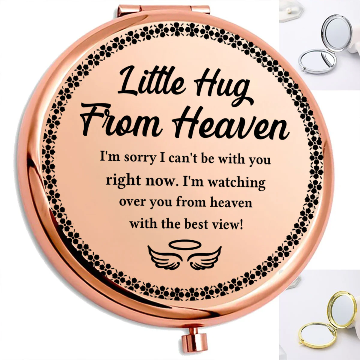 Little Hug From Heaven - Personalized Circle Metallic Mirror - Image 6