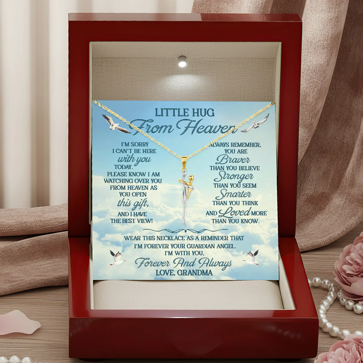 Little Hug From Heaven - Personalized Hug Charm Necklace - Image 2