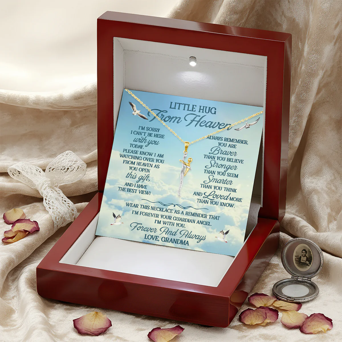 Little Hug From Heaven - Personalized Hug Charm Necklace - Image 4